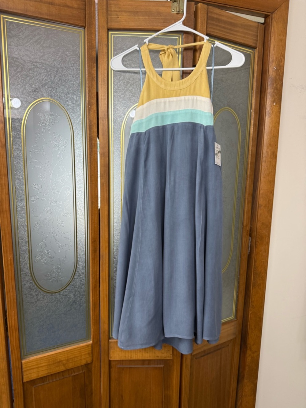 Ladies ONEIL Colorblock Halter Dress - Yellow, Mint & Blue, BRAND NEW